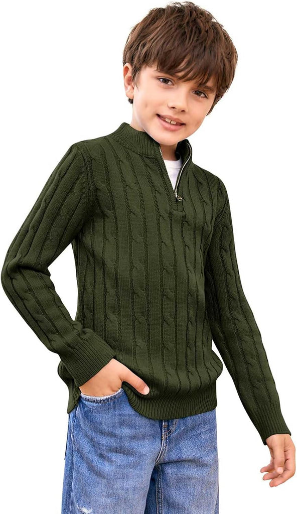 Toddler Boys Sweater Baby Twisted Cable Knit 1/4 Zip Sweaters