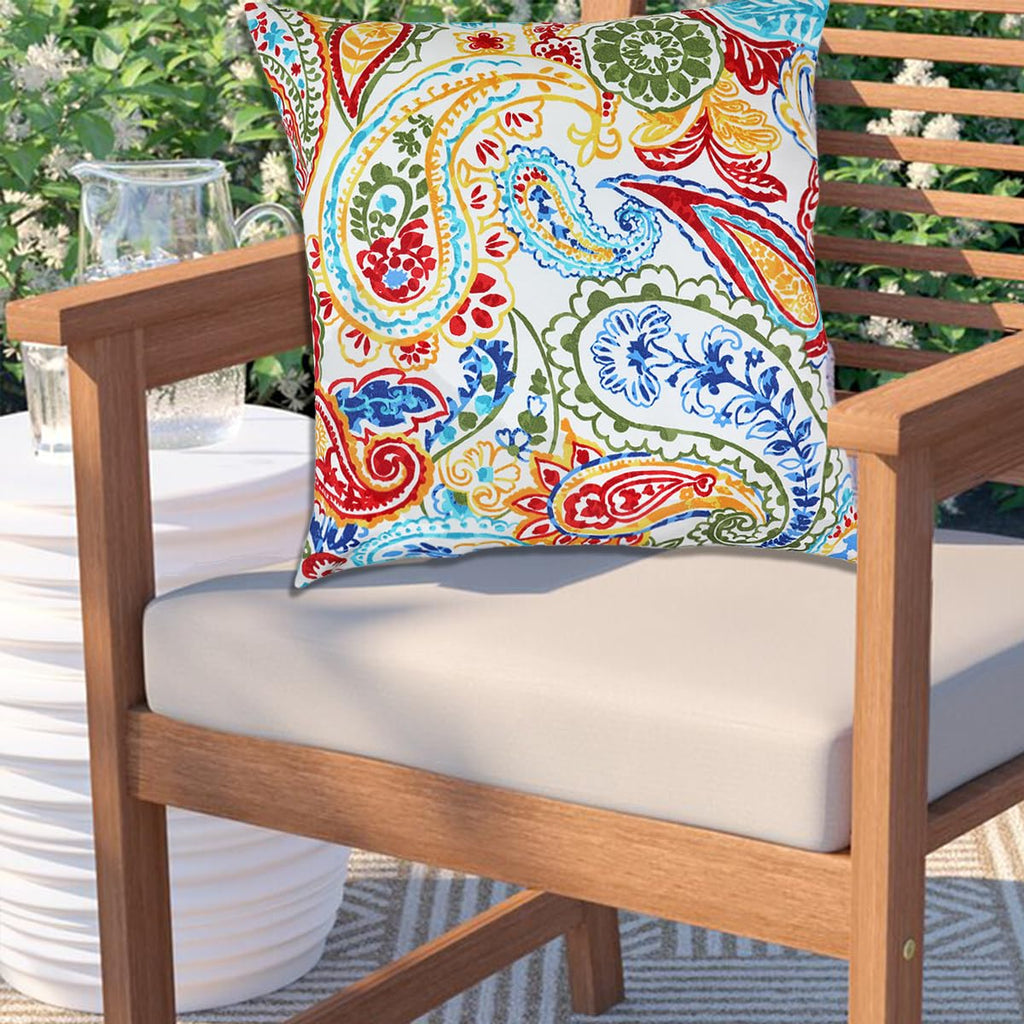 Water Resistant Outdoor Throw Pillows Furniture, 18x18 Inch Decorative Pillows Set of 2 with Insert, Hidden Zipper