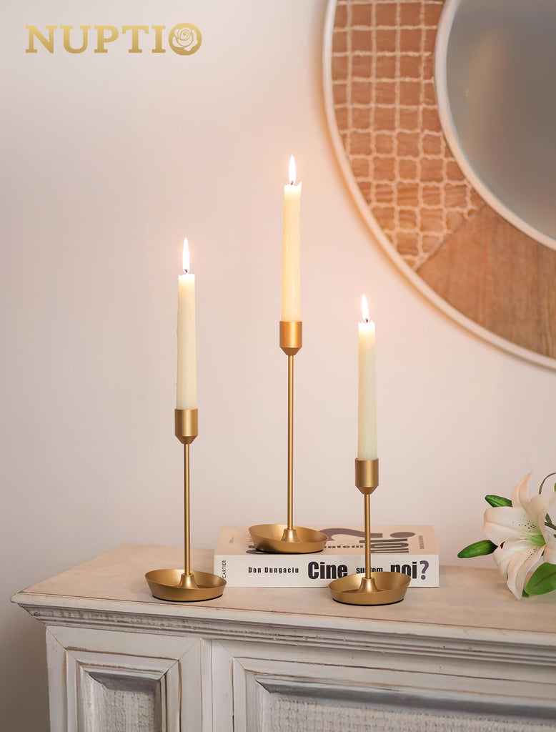 Taper Candle Holders for Centerpiece: Gold Candlestick Holders Bulk