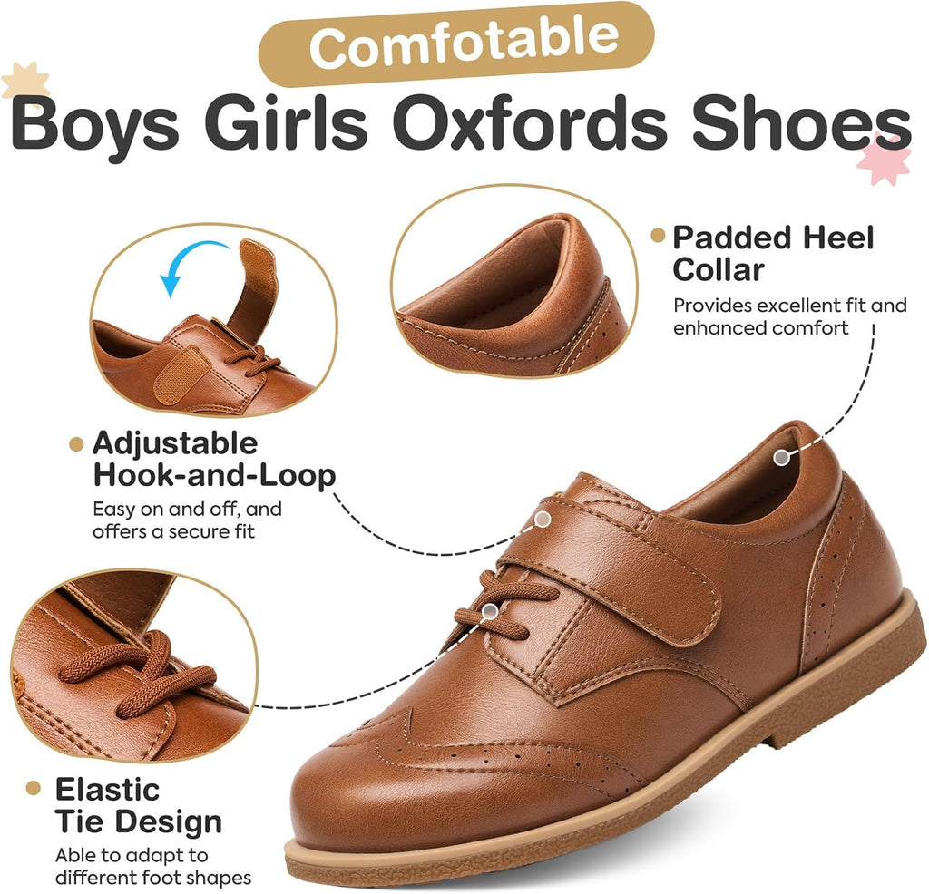 Toddler Boy Girl Dress Shoes, Little Kids Comfortable Wingtip Oxfords