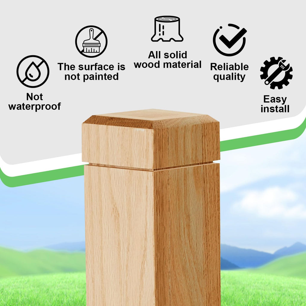 3 1/2" x 48" Solid Red Oak Stair Newel Post with Single Groove