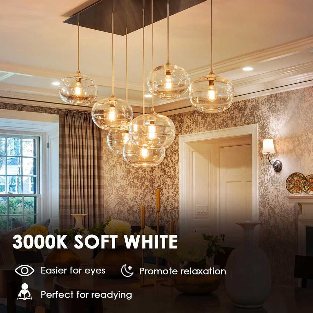 Dimmable ST64 LED Edison Bulbs, 4W 3000K Soft, E26, 6 Pack