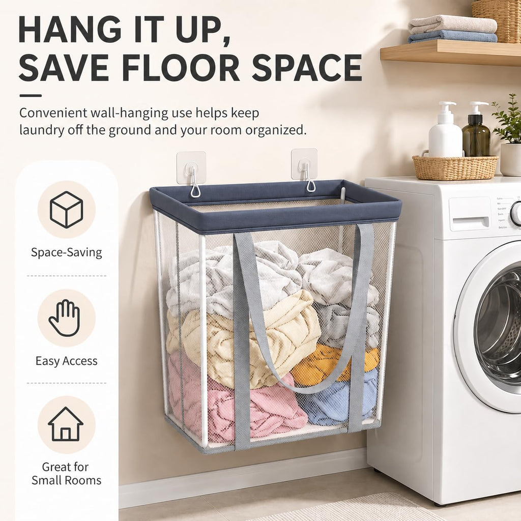 80L Laundry Basket Foldable Laundry Hamper with Handles
