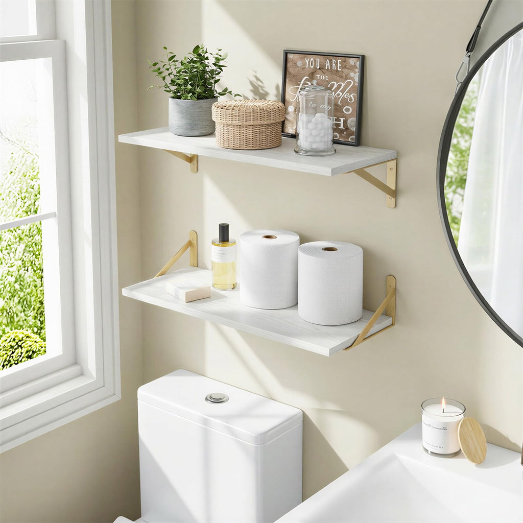 2pcs 10 in Deep Floating Shelves for Wall (White, 23.6" L)