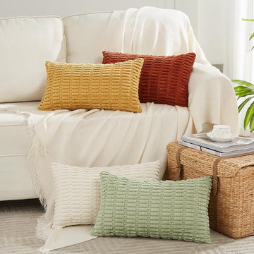 4 Packs Decorative Throw Pillow Covers Couch Bed, Modern Farmhouse Boho Home Décor Accent Cushion Case, 24" x 12"