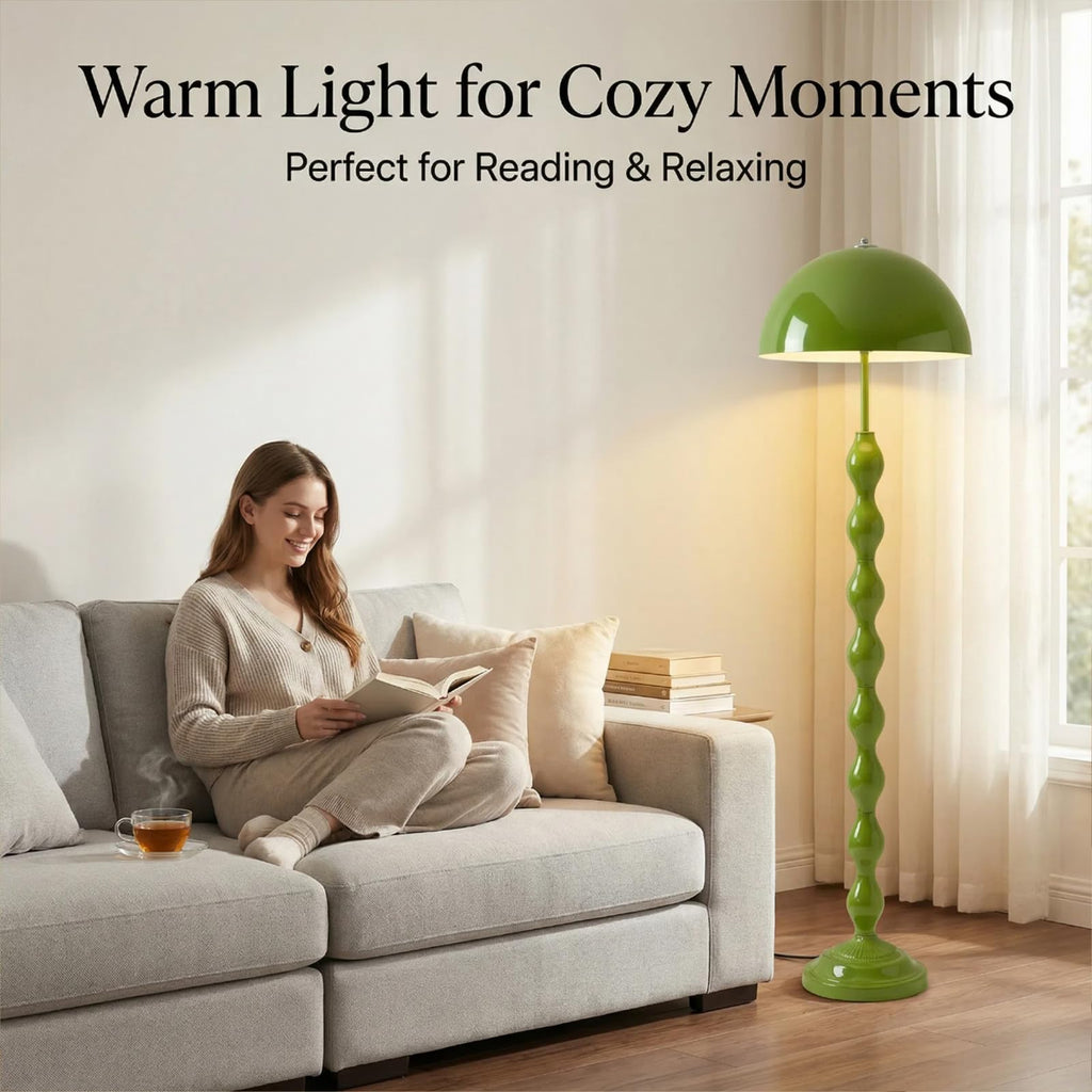 Unique Floor Lamp Creative Green Mushroom Lamp Standing Lamp with 38CM Wide Iron Shade and Foot Switch Modern Floor