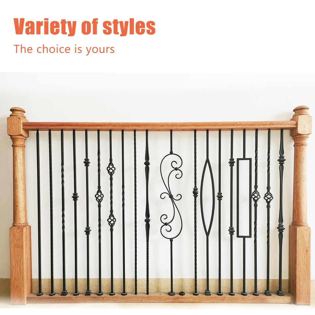 15 Pcs Wrought Iron Balusters, Hollow Double Twist Iron Balusters