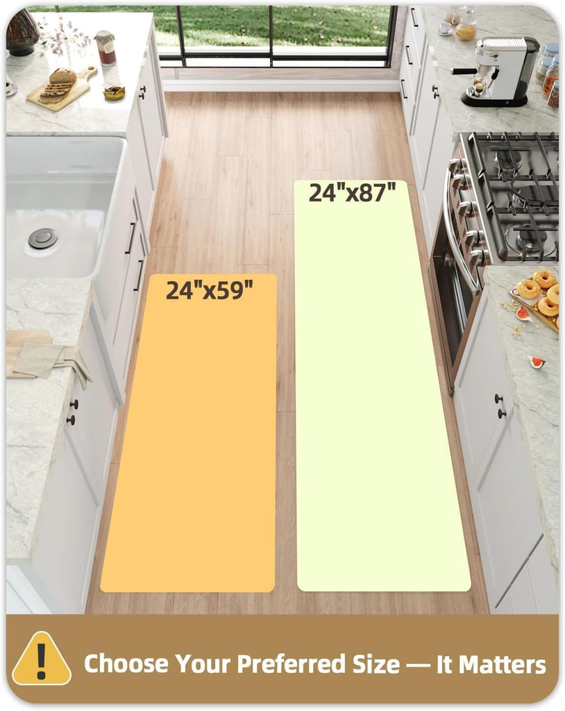 Natural Floral Kitchen Mat 24x59 Anti Fatigue, Multi Color | 0.4in Thick Cushioned Standing Mat For