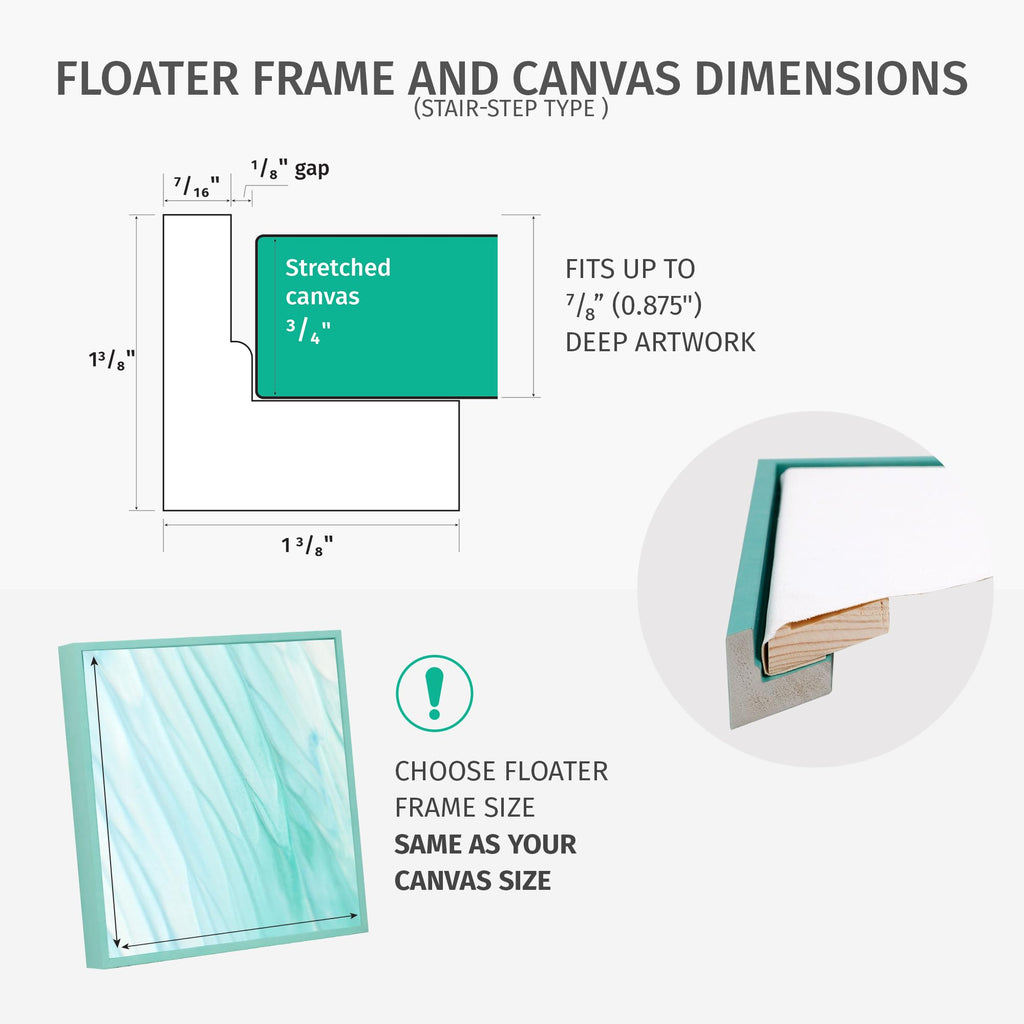 Floater Frame 6x6 for 3/4 (0.75) inch Deep Canvas Paintings/Canvas Prints/Wood Canvas Panels/Wall Art/Wall Decor/Home