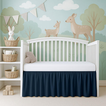 Ruffled Crib Bed Skirt, Soft Nursery Bedding in 100% Natural Cotton, Platform Style with 4-Sided