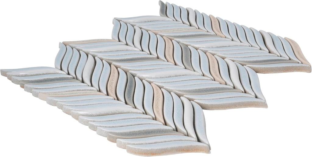 Oval Mosaic Ceramic Tile Chateau Blue 10.2x11.8 Polished 4.18 sq ft 5-Pack | Glazed decorative sheets. Kitchen