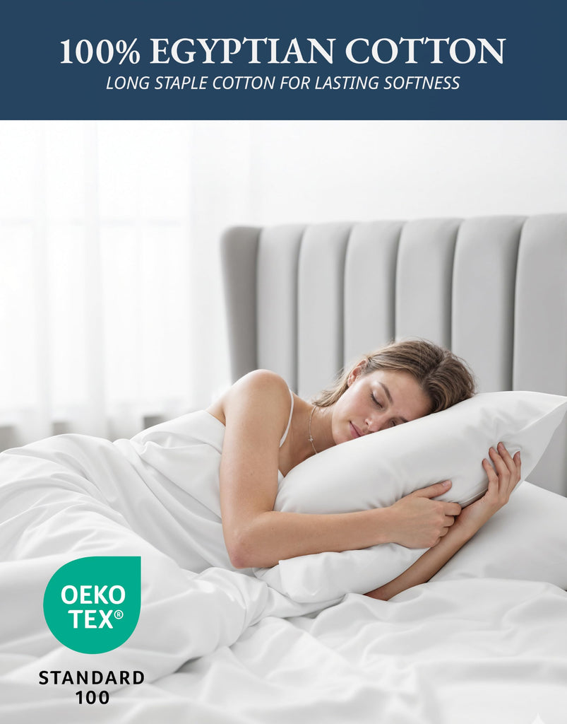 Sheets 100% Egyptian Cotton Sateen - White