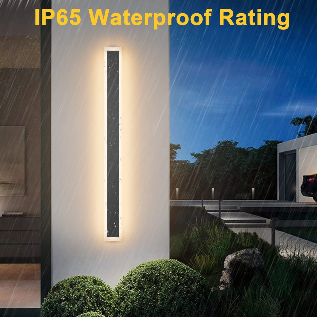 Outdoor Wall Sconces 39.4in LED Modern Porch Patio Wall Light Fixture 1 Pack Black Exterior Wall Lights 30W Long