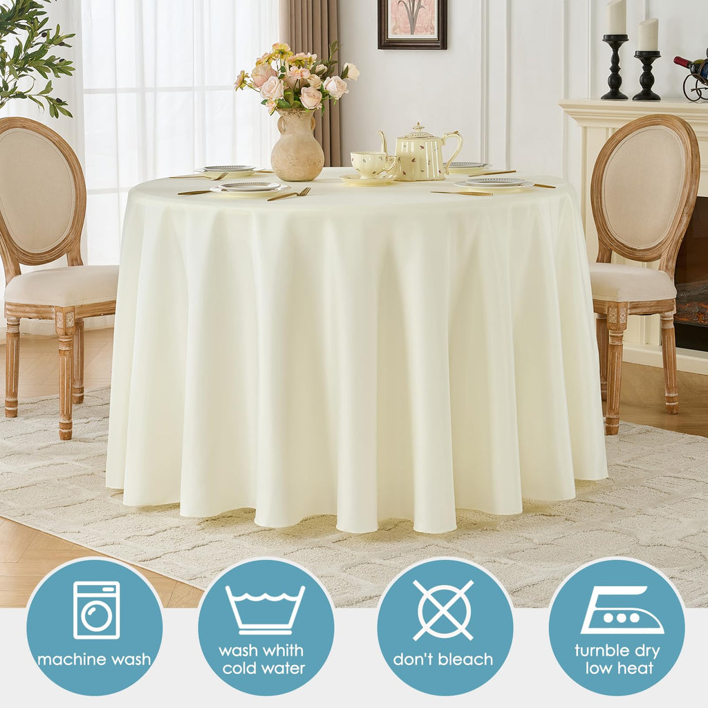 Classic Series 10 Pack 120inch Round Table Cloth Polyester, Ivory