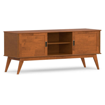 Draper 60" Wide Solid Wood TV Stand in Teak Brown