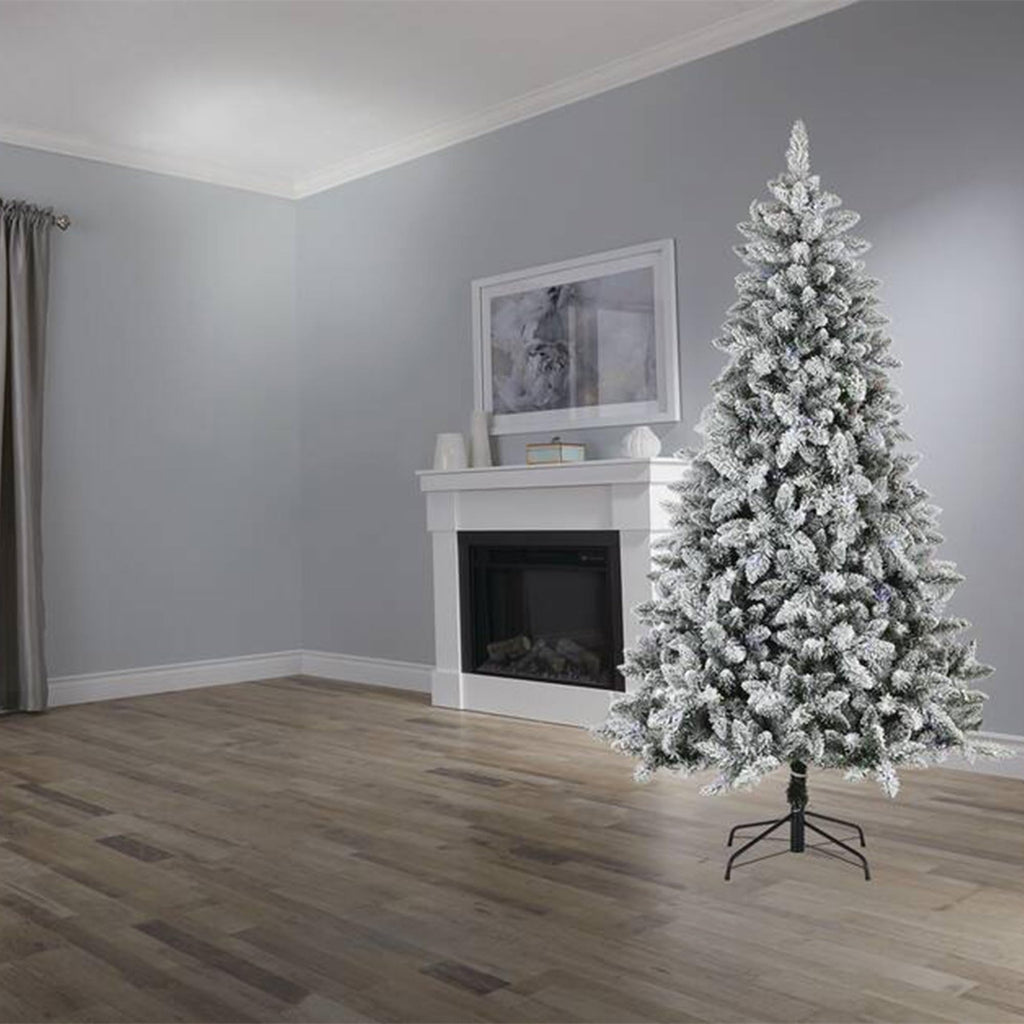 Cypress - Pre-Lit Flocked Christmas Tree - 7 ft Warm White/Multi LED