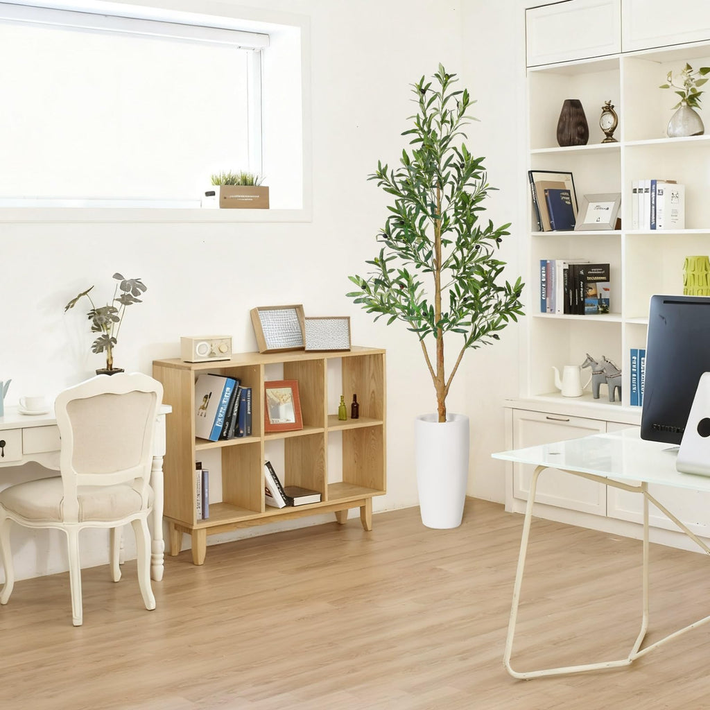 Faux Olive Tree 6Ft Artificial Tree Indoor with Natural Wood Trunk
