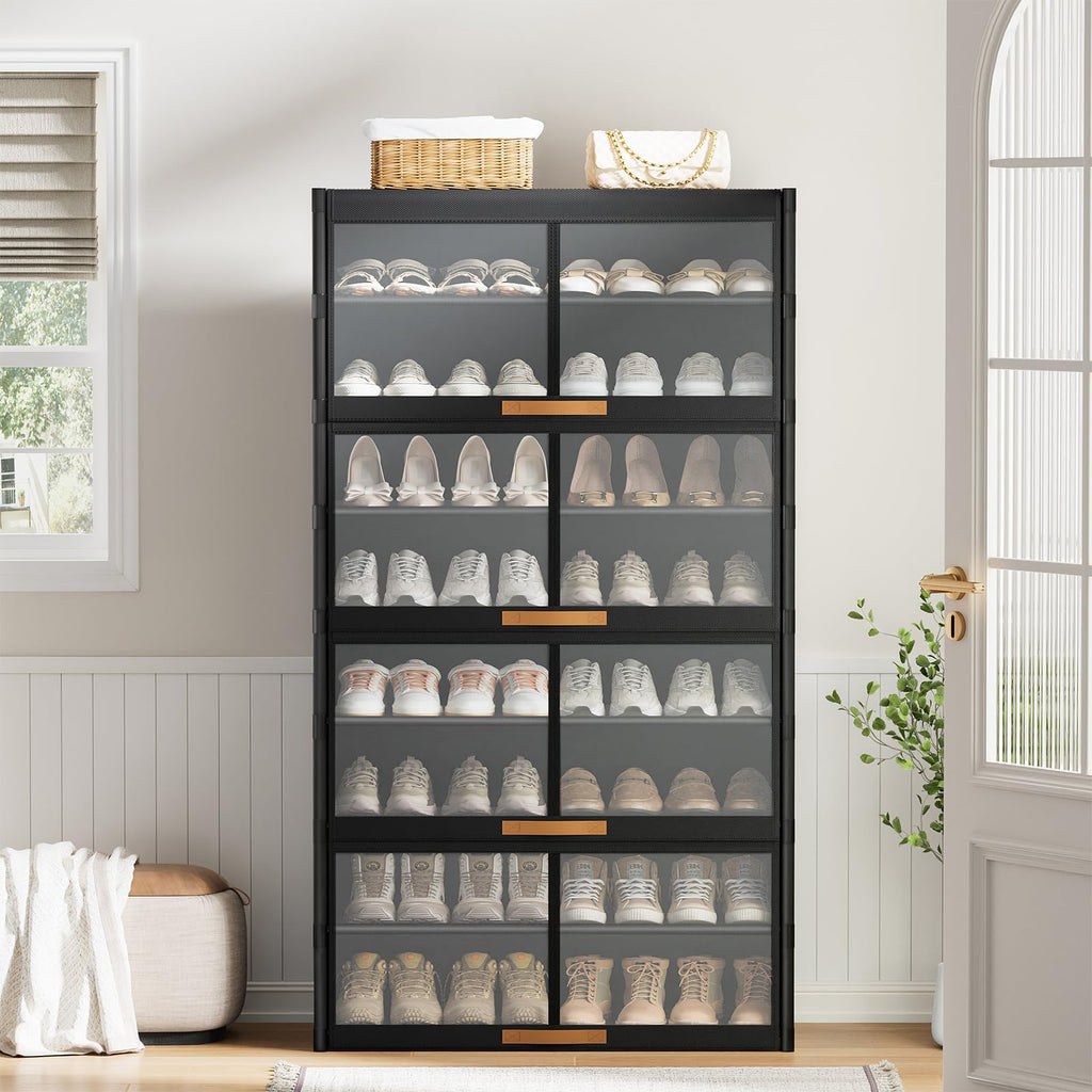 9 Tier Shoe Cabinet with Doors, 36-Pair Storage, Black