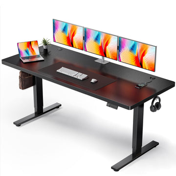 Black 71x30 In Electric Standing Desk, 1 Inch Thick Tabletop