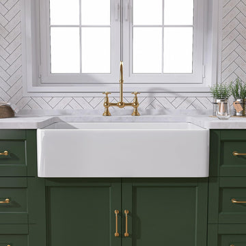 White Farmhouse Sink 30 inch Farm Sink Fireclay Apron Front Single Bowl Kitchen Sinks Deep Drop In Undermount