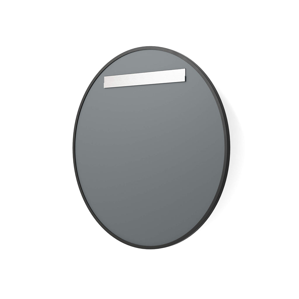 30" x 30" Black Rubber Framed Mirror | Round Bathroom Wall Mirror