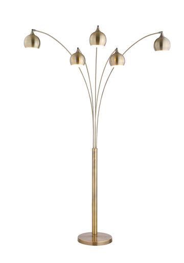 Amore 5-Arched Floor Lamp with Dimmer, 86", Antique Satin Brass