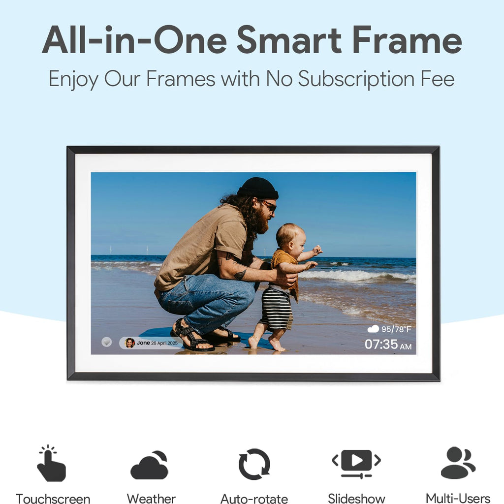 15.6'' Digital Picture Frame with 1920x1080 IPS Touch Screen, Smart Digital Photo Frame with 32GB Storage, Easy Setup