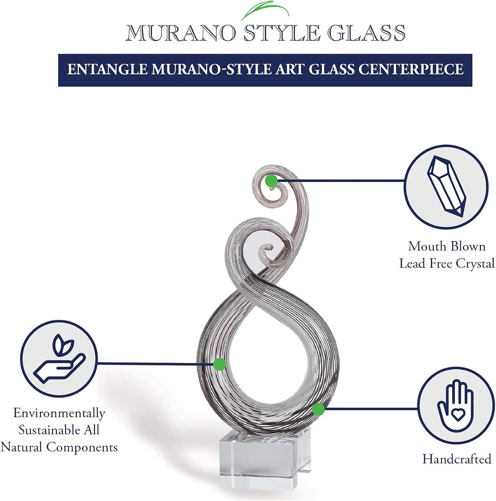 Entangle Murano-Style Art Glass Sculpture Centerpiece, 10 Inch