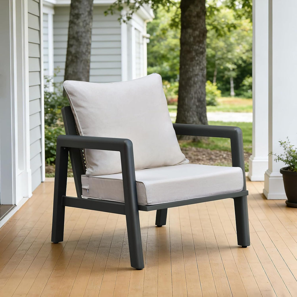 Outdoor Deep Seat Chair Cushions Set 24 x 24 Inch, Waterproof UV-Resistant Thick Patio Chair Replacement Cushions Set