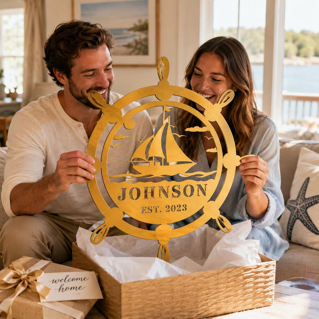 Coastal Metal Boat Anchor Sign, Metal Wall Art Decor, Nautical Outdoor Indoor Sign, Hanging Home Dining Room Decor