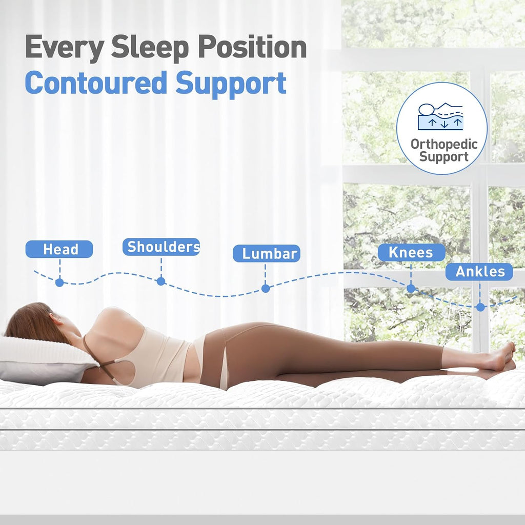Dual Layer 3 Inch Memory Foam Mattress Topper Queen Size, 2 Inch Cooling Gel Memory Foam Plus 1 Inch Pillow Top