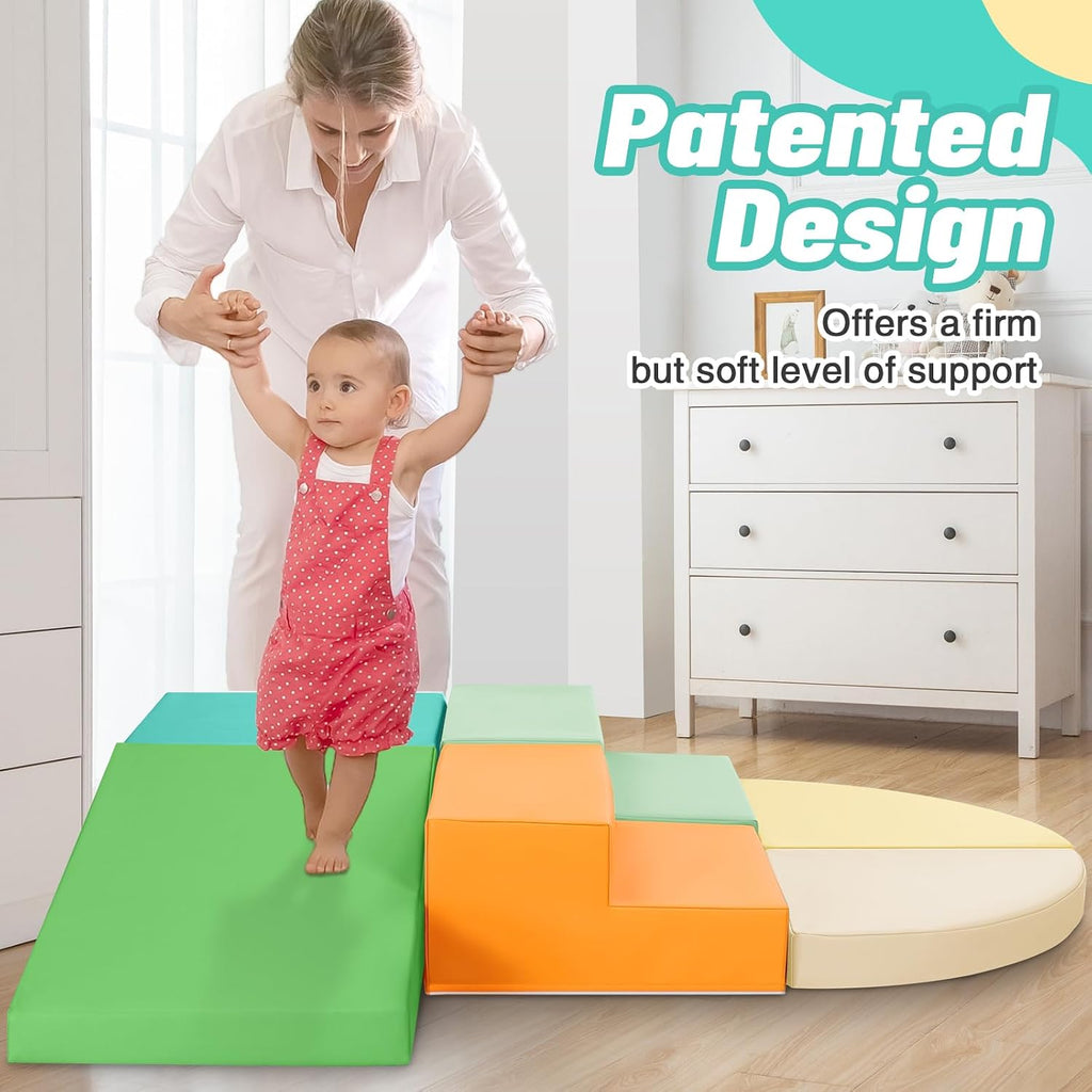 Piece Soft PU Leather Toddlers Climbing Toys, Baby Foam Climbing Blocks for Toddlers 3, Indoor Climb and Crawl