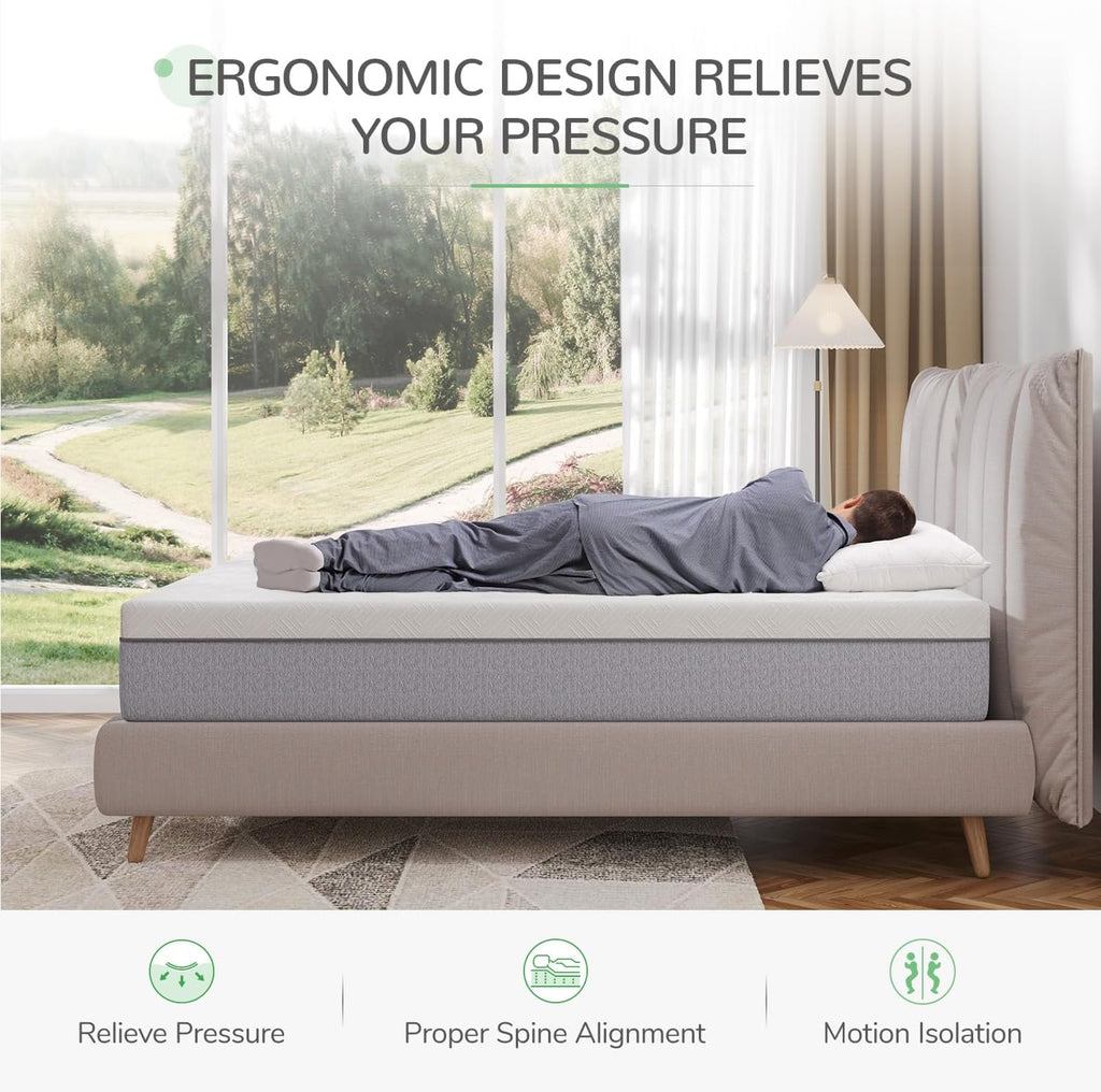 Queen Mattress, 10 Inch Gel Memory Foam Queen Size Mattress for Cool Night & Pressure Relief, Medium Plush Bed