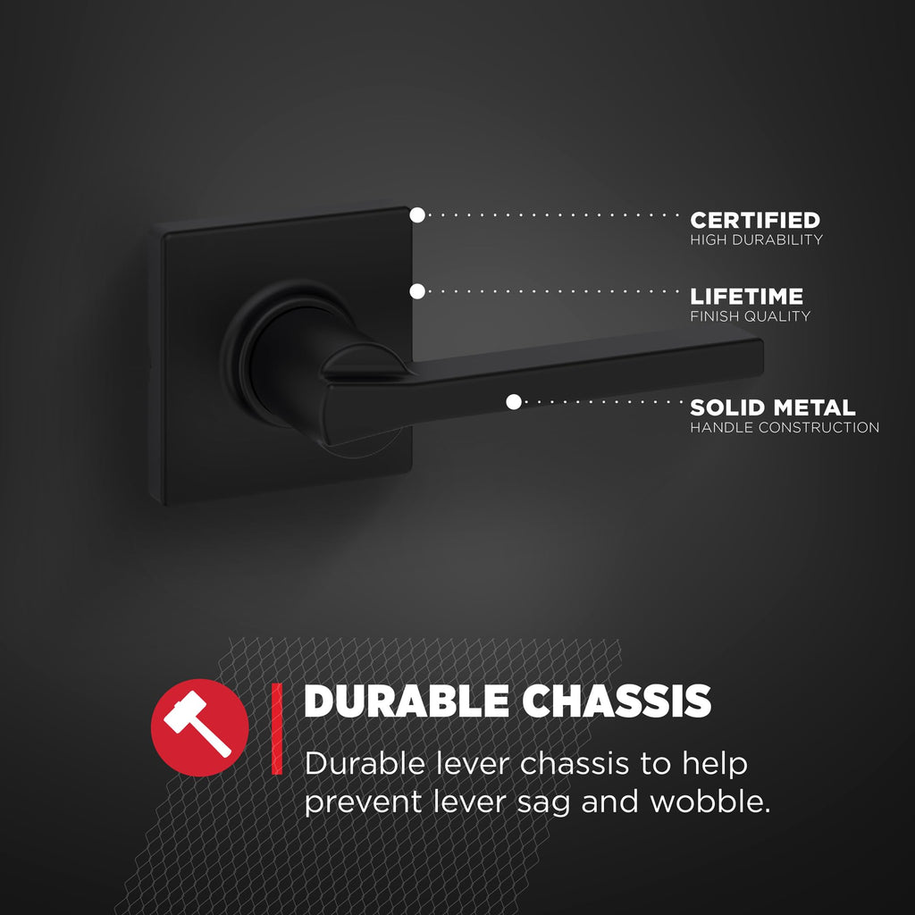 Casey Passage Door Lever, Matte Black