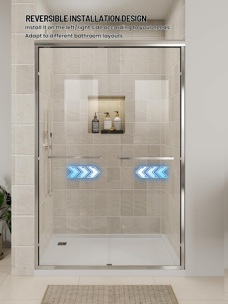 Glass Shower Door, 56"-60" W x 72" H Sliding Shower Door