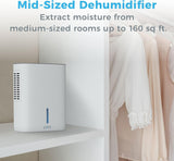 PureDry Deluxe Dehumidifier - Mid-Sized 1.5L Water Tank Eliminates 500ml/day in Excess Moisture from Closets