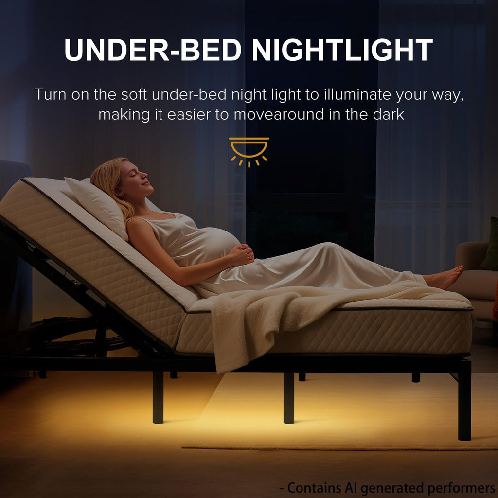 Queen Adjustable Bed Frame Base with Massage and Remote