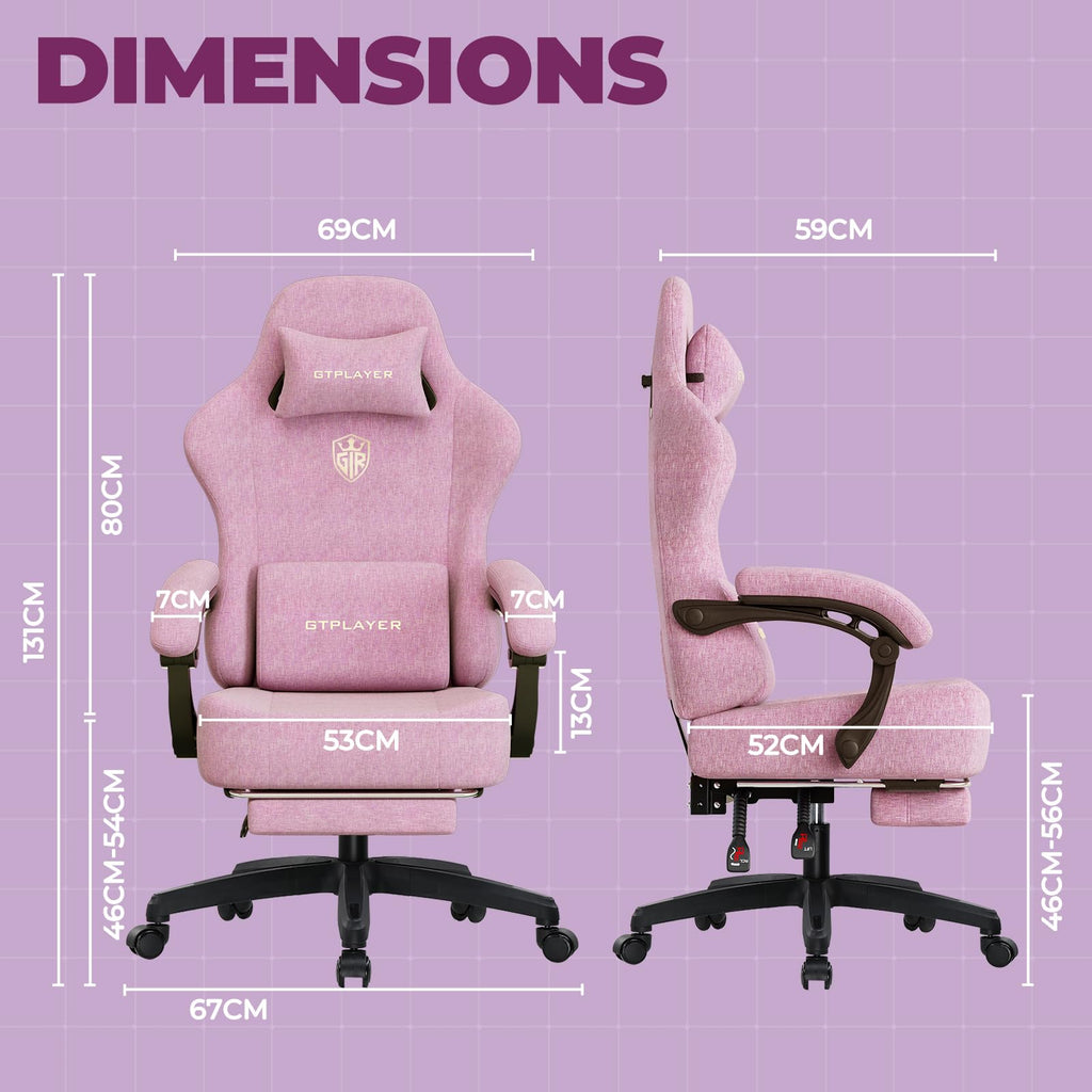 Big and Tall Gaming Chair with Pocket Spring Cushion, High Back Ergonomic Computer Chair with Footrest for Adults