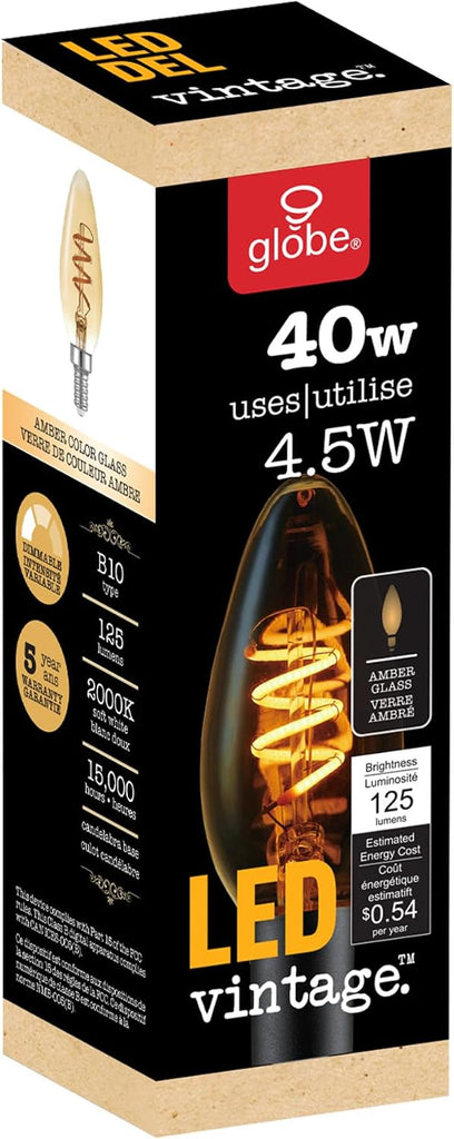 40W Equivalent Soft White (2000K) Edison Dimmable LED Light Bulb 12-Pack, E12 Candelabra Base, 125 Lumens, Amber