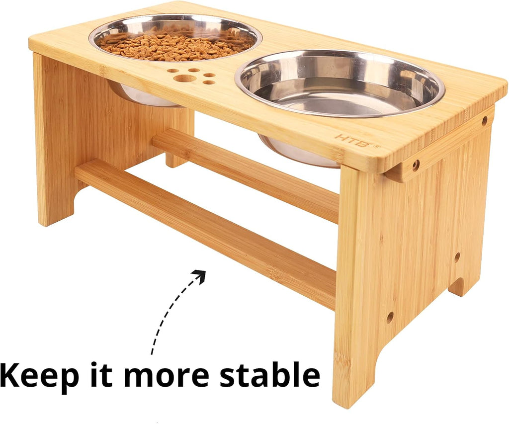 Elevated Dog Bowls, Raised Dog Bowl Stand with 2 Stainless Steel Bowls, Elevated Raised Dog Bowls for Large Medium