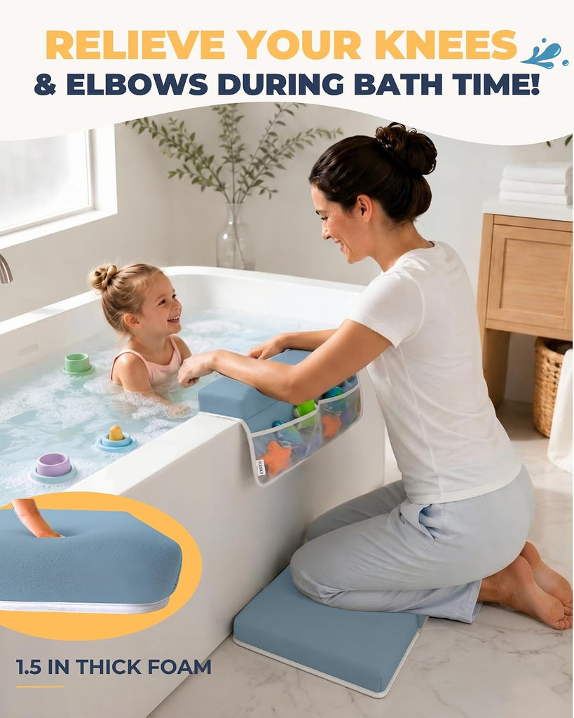 Comfortable Baby Bath Kneeler and Elbow Rest Pad Set - 1.5 Inch, Blue