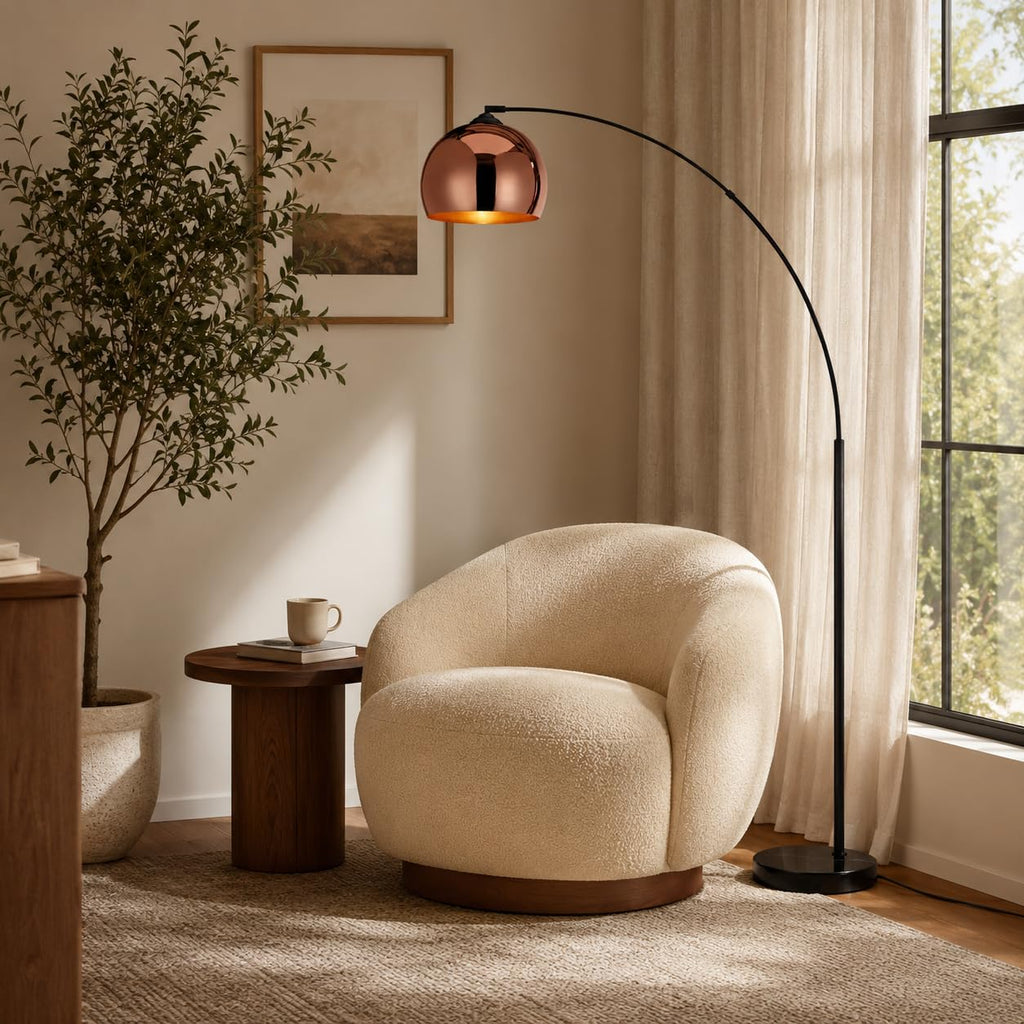 Arquer 66.93" Arc Floor Lamp s, Home Offices, Dining Rooms, Bedrooms with Faux Black Marble Base and Rose Gold