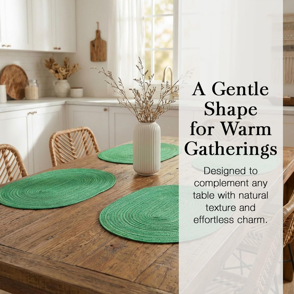 Placemats Set of 8, Woven Oval Braided Dining Table Mats(Green Shine)