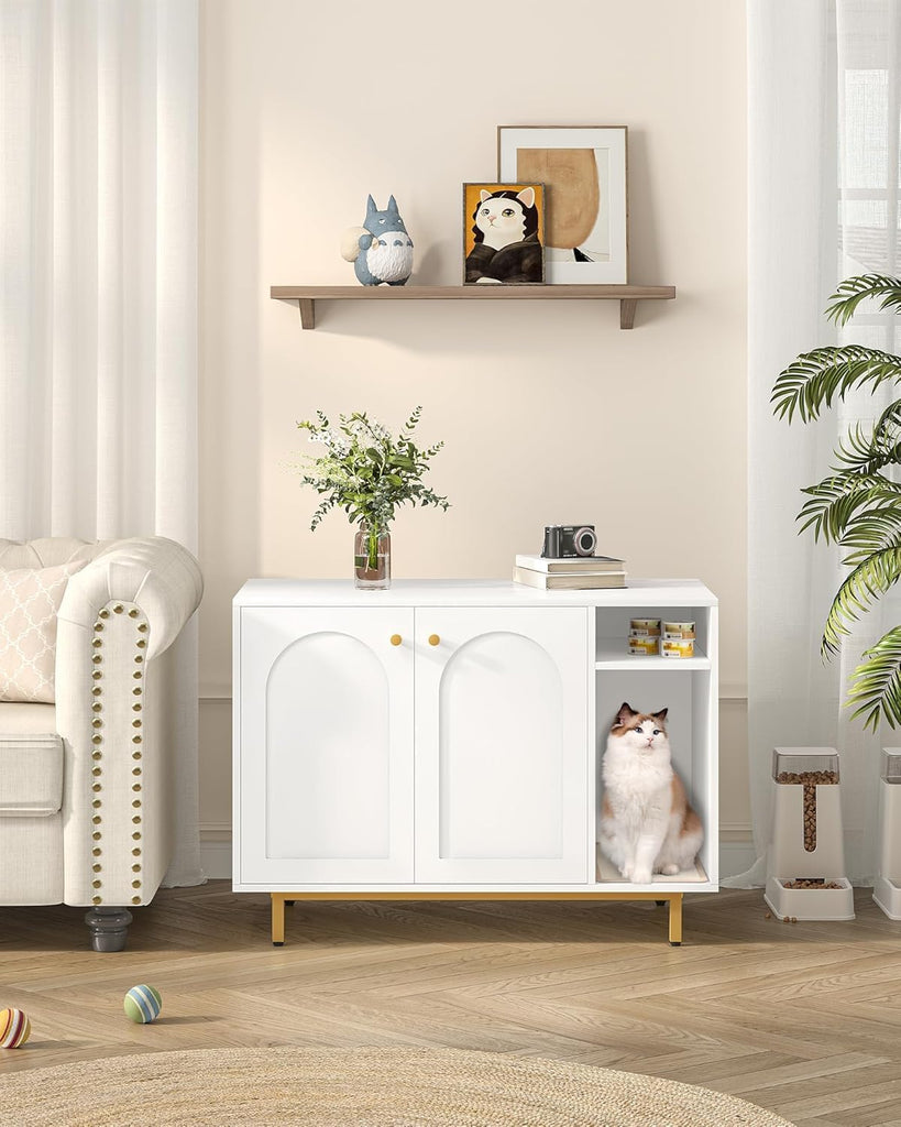 Cat Litter Box Enclosure, Hidden Litter Box Furniture with Storage