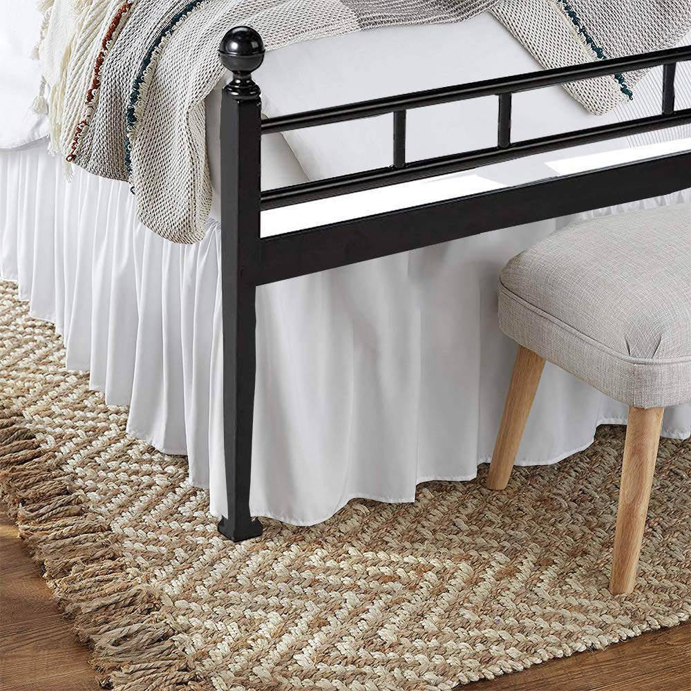 Ruffle Bed Skirt Queen Easy Fit Wrinkle and Fade Resistant Split Corner 16" Drop White Solid