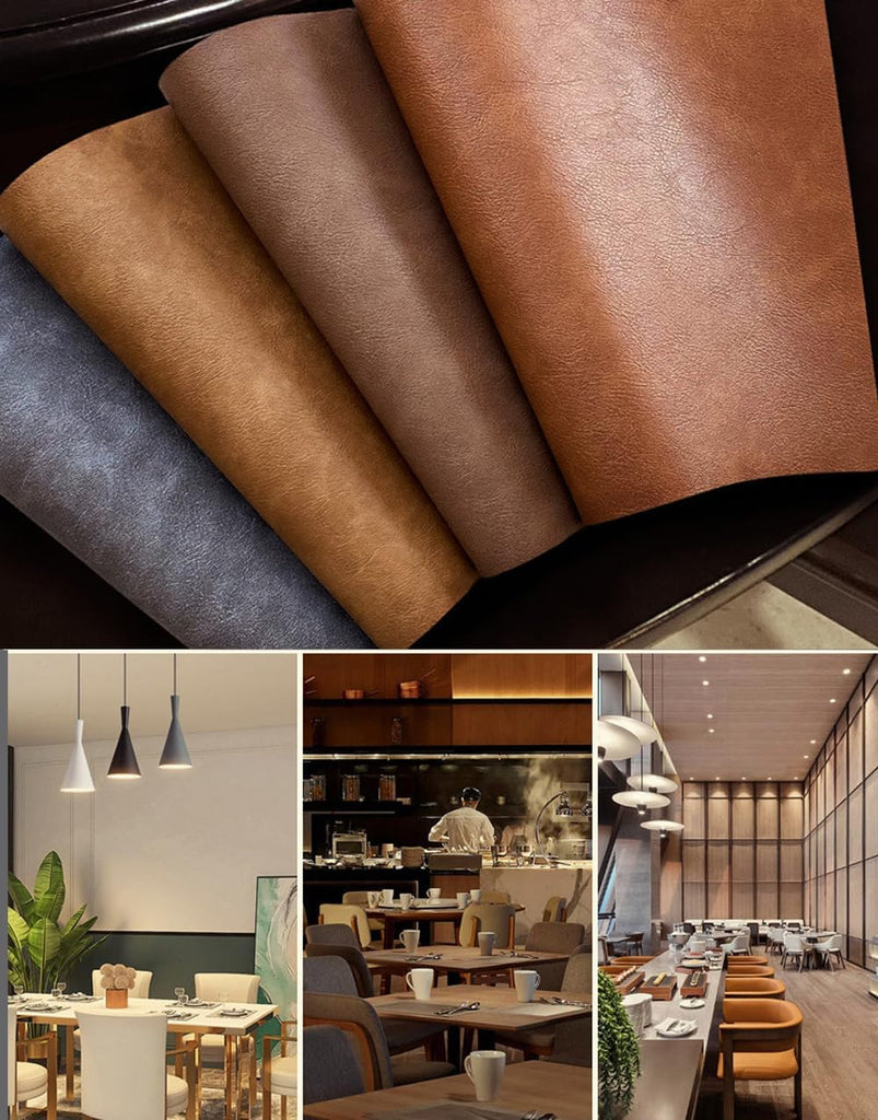 Leather Round Table Washable Placemats, Thick Faux Leather Heat Resistant Wedge Table Placemat, Waterproof Non-Slip - Set of 6