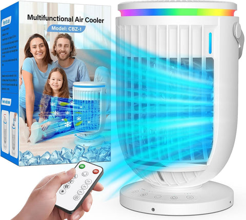 Portable Air Conditioners,Personal Mini Air Conditioner Fan with 3 Speeds,7 Colors Night Light