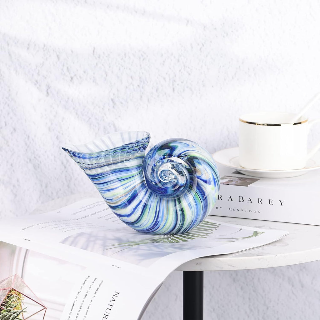 Hand Blown Glass Shell Decoration, Art Glass Conch Sculpture, Colorful Shell Statue for Room Office Coffee Table - Set of 20