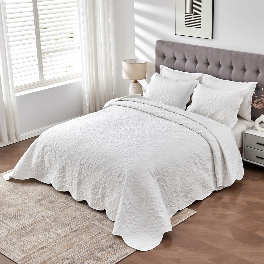 Oversized King Bedspreads 128x120 Pure White