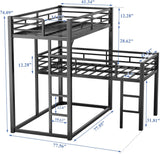 Heavy Duty L-Shaped Triple Bunk Bed for Kids Bedroom,Twin Over Twin Over Twin Metal Bunkbeds with Ladder & Safety